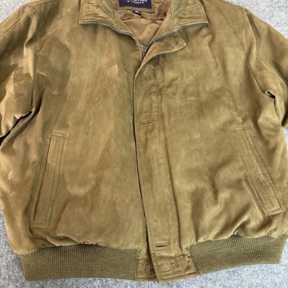 Roundtree & Yorke Mens Bomber Jacket Xl Thinsulate Insulated Full Zip Suede Look - Picture 3 of 16